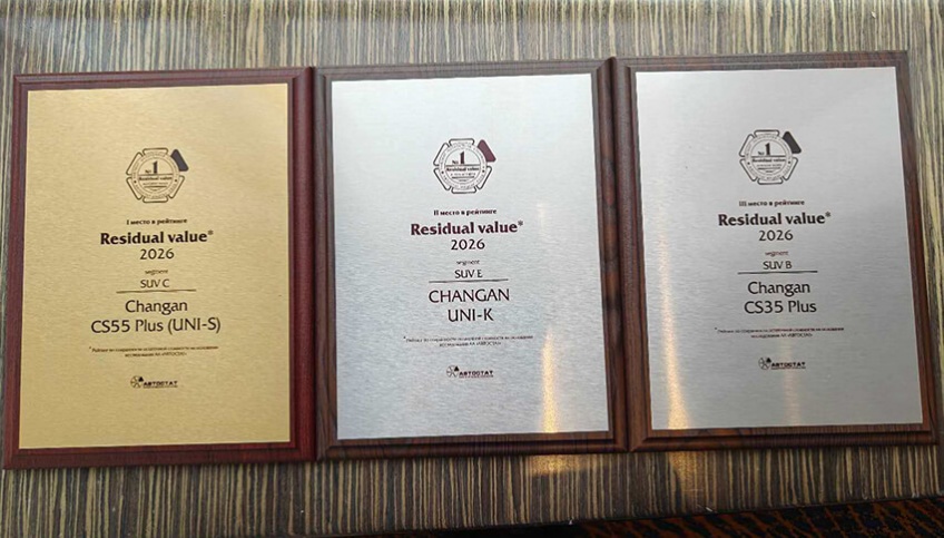 Три модели CHANGAN вошли в число лидеров рейтинга Residual Value 2026 по версии «Автостата»